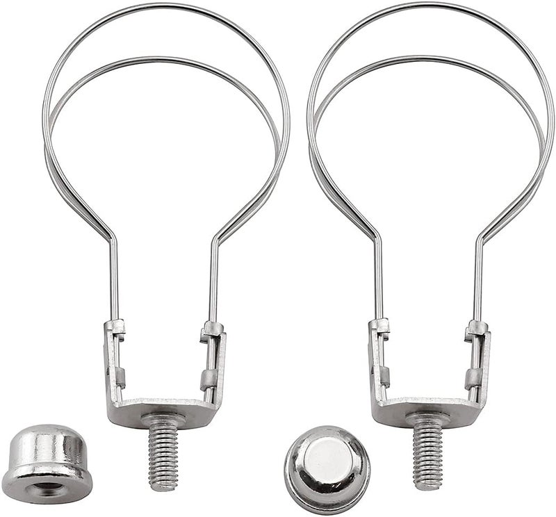 MARRTEUM Lamp Shade Light Bulb Clip Adapter with Solid Lamp Finial for Table and Floor Lamps [2set Silver] - Image 1